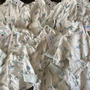 Carter's White and Blue Dinosaur Print Kids Robe